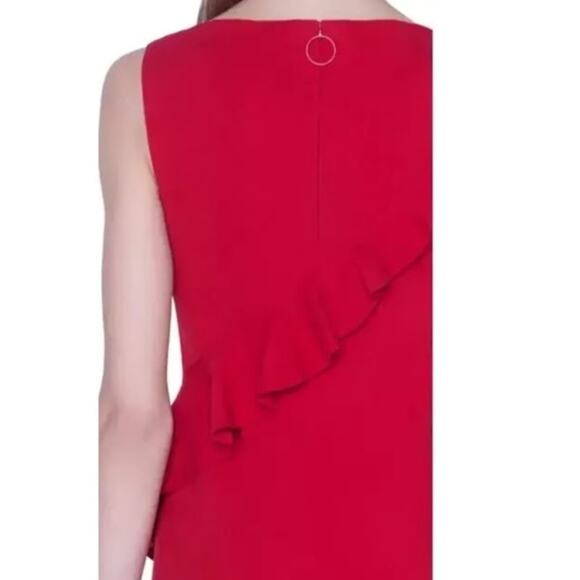 Akris Punto Jersey Sleeveless Ruffle Dress Size 6 US in Red NWT - Picture 5 of 8